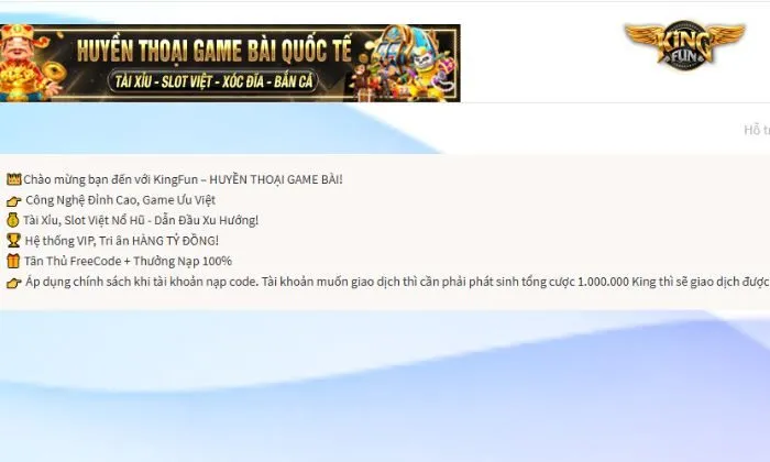 Support 24/7 tại Kingfun